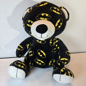 Six Flags Batman Bear, black/white‎ bear with All Over Bat Symbols